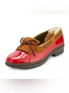 UGG Women’s Red Patent Haylie Rain Slipon Loafers Duck Shoe Waterproof